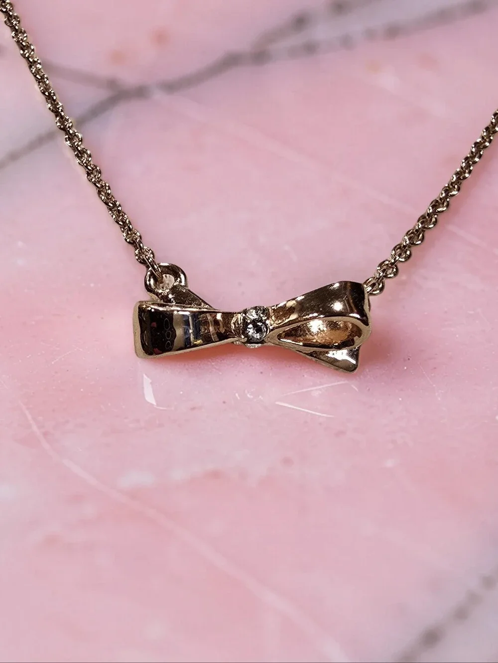 Kate Spade Skinny Mini Bow Pendant Necklace - Rose Gold